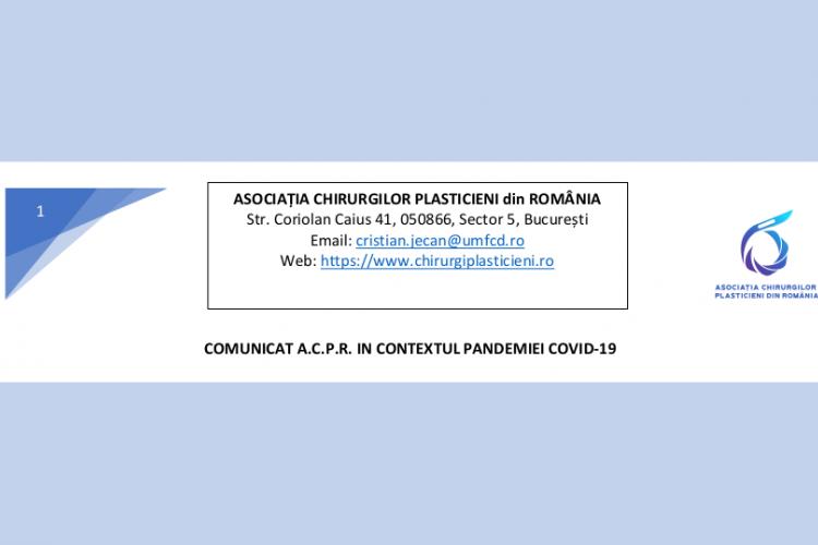 COMUNICAT A.C.P.R. IN CONTEXTUL PANDEMIEI COVID-19